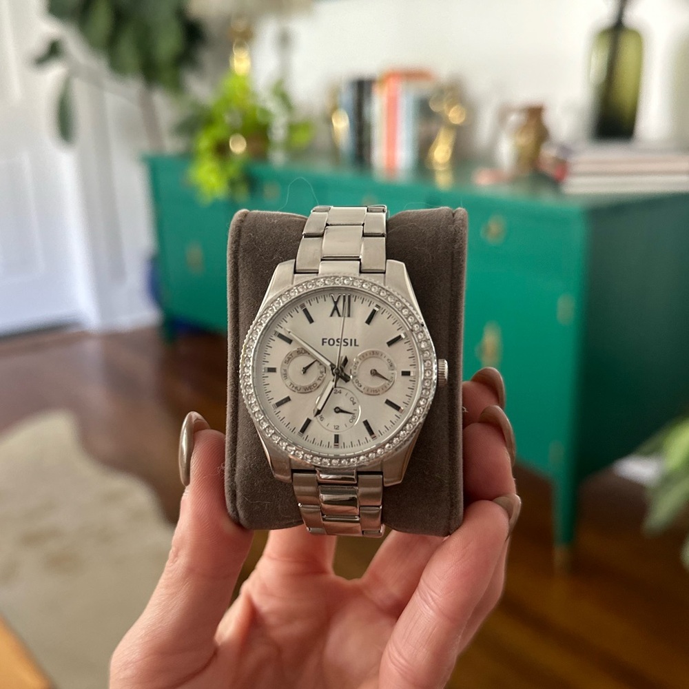 Silver Fossil Watch - perfect condition